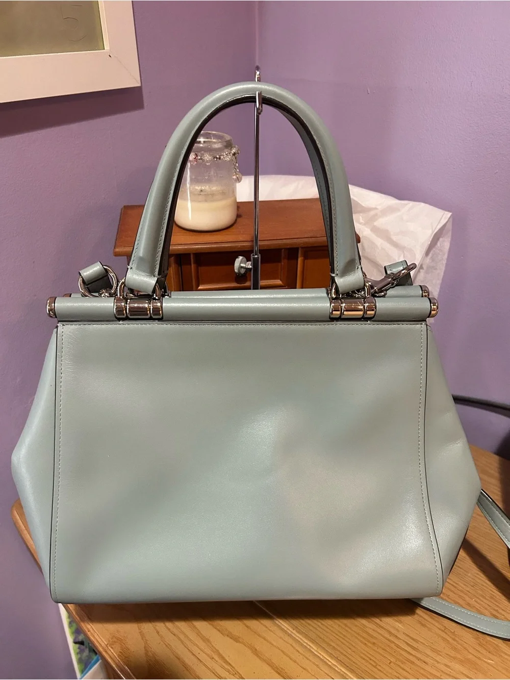 Coach Grace Leather Satchel Handbag Cornflower Blue 31916